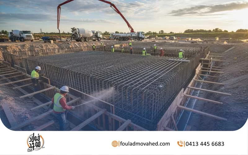 مراحل نهایی اجرای فونداسیون پس از نصب خرک